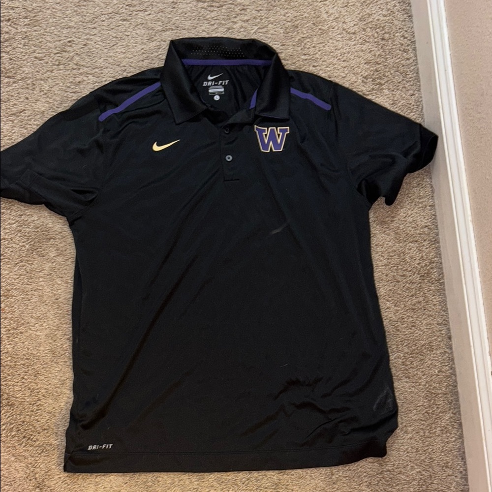 UW Nike Black Performance Polo Shirt